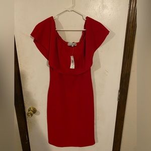 Almost famous off the shoulder red midriff dress